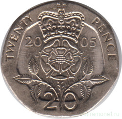 Монета. Великобритания. 20 пенсов 2005 год.