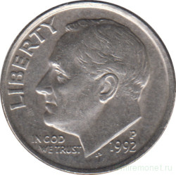 Монета. США. 10 центов 1992 год. Монетный двор P.