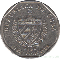 Монета. Куба. 10 сентаво 1996 год (конвертируемый песо).