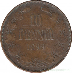 Монета. Русская Финляндия. 10 пенни 1899 год.