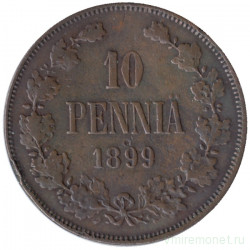 Монета. Русская Финляндия. 10 пенни 1899 год.