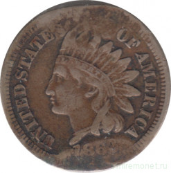 Монета. США. 1 цент 1863 год.