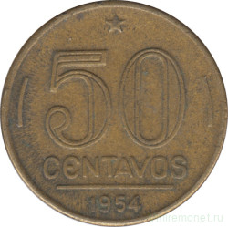 Монета. Бразилия. 50 сентаво 1954 год.