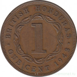 Монета. Британский Гондурас. 1 цент 1943 год.
