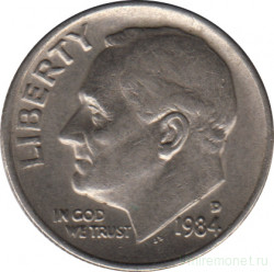 Монета. США. 10 центов 1984 год. Монетный двор D. 