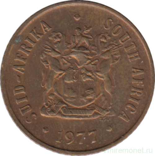Монета. Южно-Африканская республика (ЮАР). 1 цент 1977 год.
