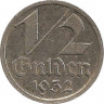 Аверс. Монета. Польша. Данциг. 1/2 гульдена 1932 год.