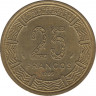 Монета. Экваториальная Гвинея. 25 франков 1985 год. рев.