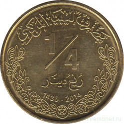 Монета. Ливия. 1/4 динара 2014 год.