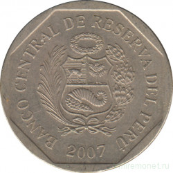 Монета. Перу. 1 соль 2007 год.