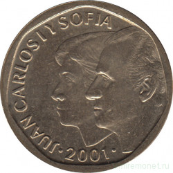 Монета. Испания. 500 песет 2001 год.