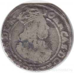 Монета. Польша. Шостак (6 грошей) 1666 год. Ян Казимир Ваза II. АТ.