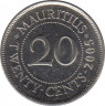 Монета. Маврикий. 20 центов 2005 год. ав.