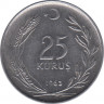 Монета. Турция. 25 курушей 1963 год. ав.