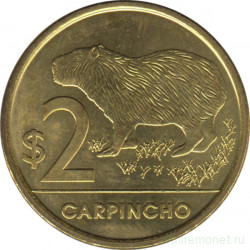 Монета. Уругвай. 2 песо 2012 год.