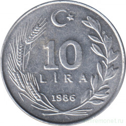 Монета. Турция. 10 лир 1986 год.
