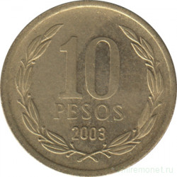 Монета. Чили. 10 песо 2003 год.