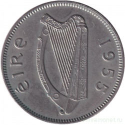 Монета. Ирландия. 6 пенсов 1955 год.