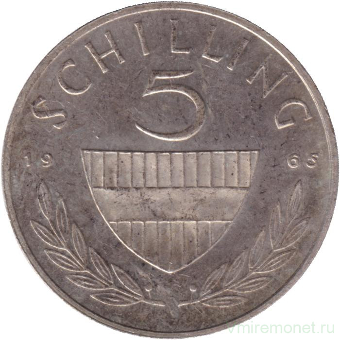 Монета. Австрия. 5 шиллингов 1965 год.