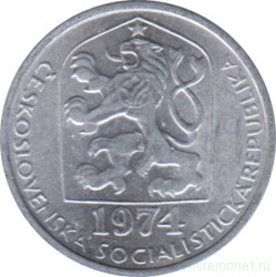 Монета. Чехословакия. 10 геллеров 1974 год.