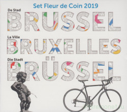 Монеты. Бельгия. Набор евро в буклете 2019 год. (10 штук). 400 лет статуе "Писающий мальчик".