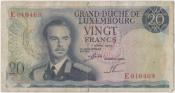 Банкнота. Люксембург. 20 франков 1966 год. Тип 54а (2).