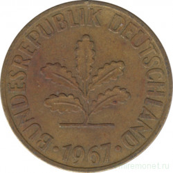 Монета. ФРГ. 10 пфеннигов 1967 год. Монетный двор - Гамбург (J).