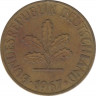 Монета. ФРГ. 10 пфеннигов 1967 год. Монетный двор - Гамбург (J). ав.
