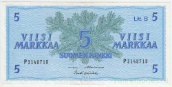 Банкнота. Финляндия. 5 марок 1963 год. Лит B. Тип 106Aa(36).