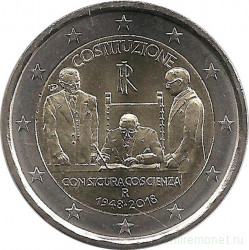 Монета. Италия. 2 евро 2018 год. 70 лет Конституции Итальянской республики.