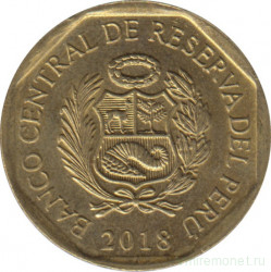 Монета. Перу. 10 сентимо 2018 год.
