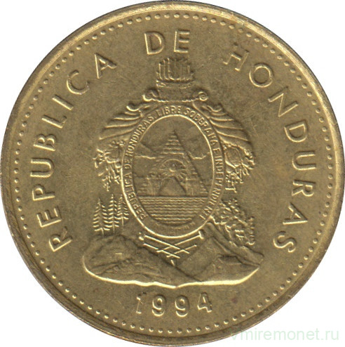 Монета. Гондурас. 5 сентаво 1994 год.