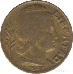 Монета. Аргентина. 5 сентаво 1947 год.