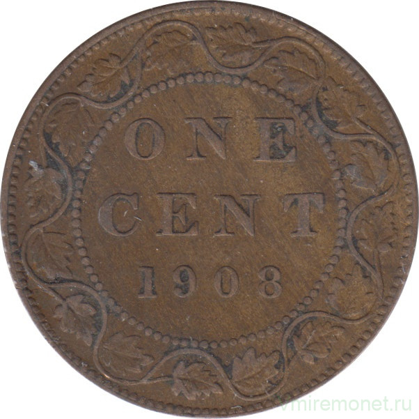 Монета. Канада. 1 цент 1908 год.