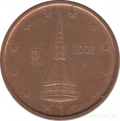 Монета. Италия. 2 цента 2002 год.