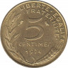 Монета. Франция. 5 сантимов 1974 год. ав.