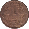 Монета. Нидерланды. 1 цент 1919 год. рев.