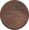 Монета. Нидерланды. 1 цент 1919 год. ав.