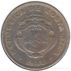 Монета. Коста-Рика. 2 колона 1948 год.