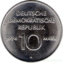 Монета. ГДР. 10 марок 1974 год. 25 лет ГДР. 