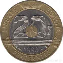 Монета. Франция. 20 франков 1993 год.