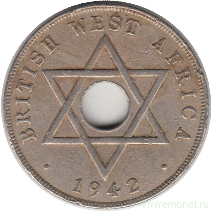 Монета. Британская Западная Африка. 1 пенни 1942 год.