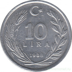 Монета. Турция. 10 лир 1988 год.