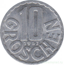 Монета. Австрия. 10 грошей 1957 год.
