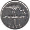 Монета. Латвия. 1 лат 2001 год. Аист.