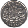 Монета. Латвия. 1 лат 2001 год. Аист.