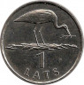 Аверс.Монета. Латвия. 1 лат 2001 год. Аист.