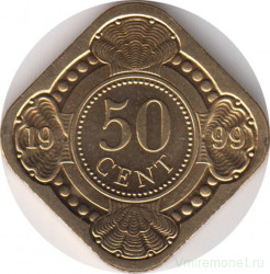 Монета. Нидерландские Антильские острова. 50 центов 1999 год.
