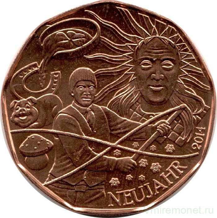 Монета. Австрия. 5 евро 2014 год. Новый год.
