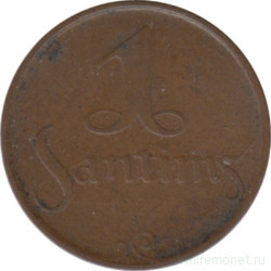 Монета. Латвия. 1 сантим 1922 год.